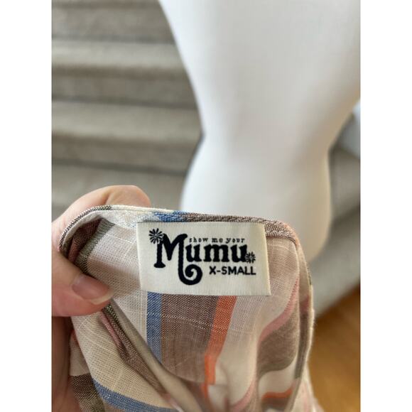 NWT Show Me Your Mumu Sunset Orange and Blue Stripe Mini Dress - Picture 5 of 7